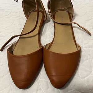 Brown Ankle Strap Flats Size 9